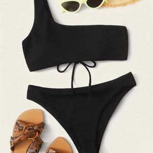 Black One-Shoulder Bikini Set